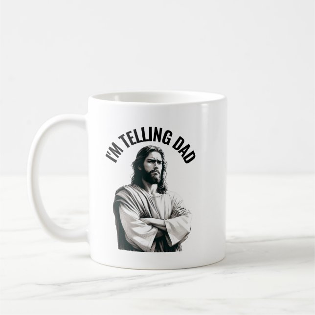 Ich sag's Papa - Lustiges Jesus Meme Kaffeetasse (Links)