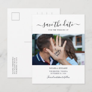 Ich sagte ja Verlobung Foto Save the Date Ankündigungspostkarte