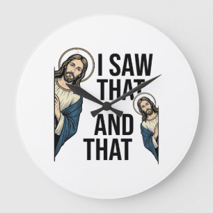 Ich sah, dass lustiger Jesus schaut Vintage-Shirt- Große Wanduhr