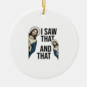 Ich sah, dass lustiger Jesus spähender Vintage-Shi Keramik Ornament