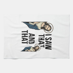 Ich sah, dass lustiger Jesus spähte Vintage-Shirt- Geschirrtuch