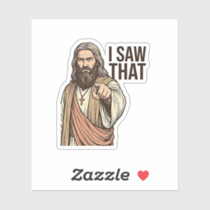 Ich sah diesen religiösen zeigenden Vintage-Stich- Aufkleber