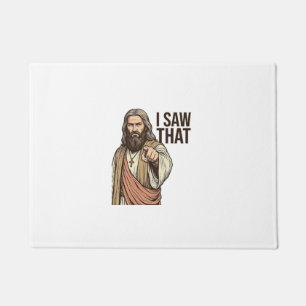 Ich sah diesen religiösen zeigenden Vintage-Stich- Fußmatte