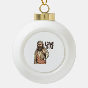 Ich sah diesen religiösen zeigenden Vintage-Stich- Keramik Kugel-Ornament