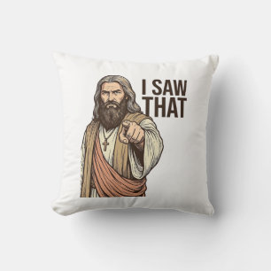 Ich sah diesen religiösen zeigenden Vintage-Stich- Kissen