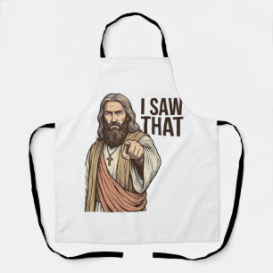 Ich sah diesen religiösen zeigenden Vintage-Stich- Schürze
