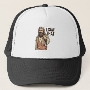 Ich sah diesen religiösen zeigenden Vintage-Stich- Truckerkappe