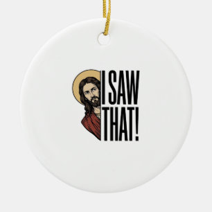 Ich sah dieses lustige religiöse Peek-Grafikdesign Keramik Ornament