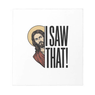 Ich sah dieses lustige religiöse Peek-Grafikdesign Notizblock