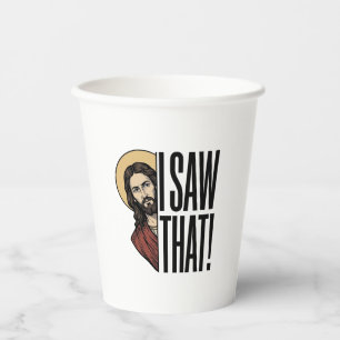 Ich sah dieses lustige religiöse Peek-Grafikdesign Pappbecher
