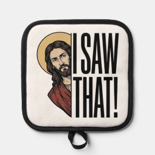 Ich sah dieses lustige religiöse Peek-Grafikdesign Topflappen