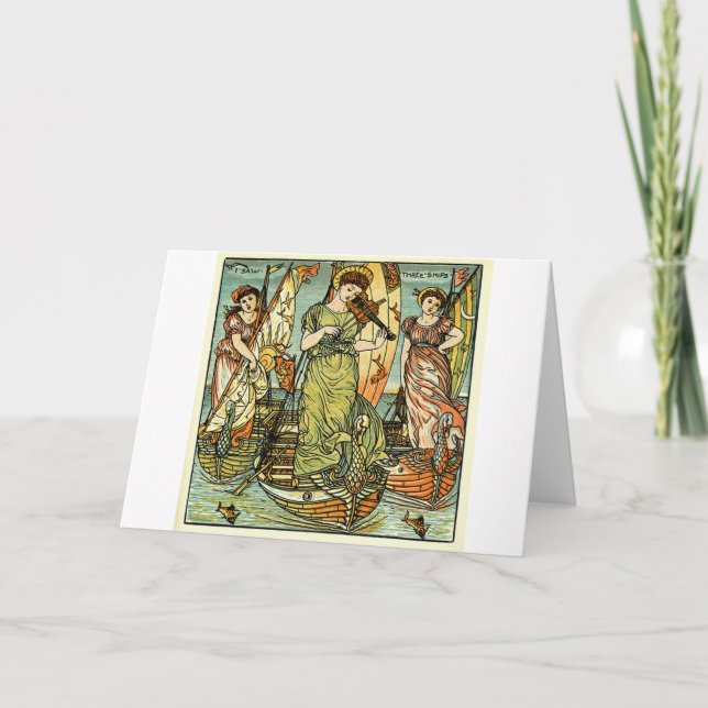 Ich sah drei Schiffe Feiertagskarte (Vorderseite)