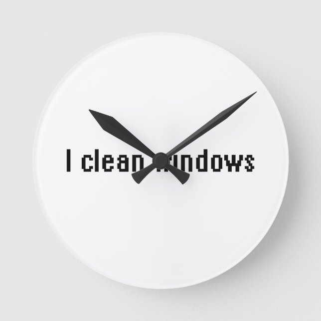 Ich sauber Fenster Runde Wanduhr (Vorderseite)