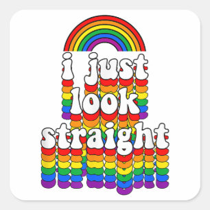 Ich schau nur gerade gerade Gay Rainbow Funny Nied Quadratischer Aufkleber