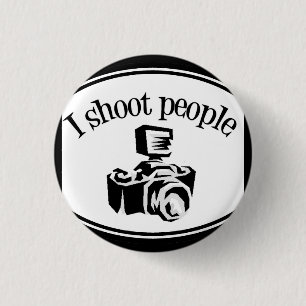 Ich schieße Kamera B&W des Leute-die Retro Button