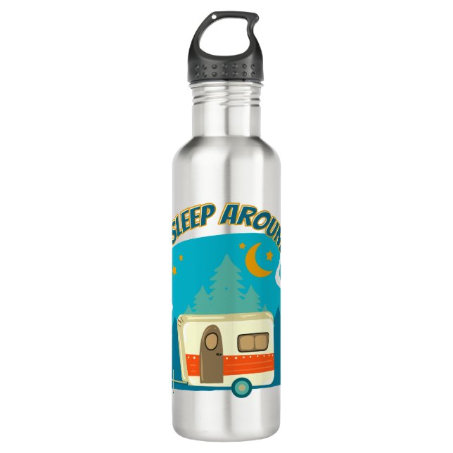 Ich schlafe um Camper Van Camping Explorer Natur Edelstahlflasche (Vorderseite)