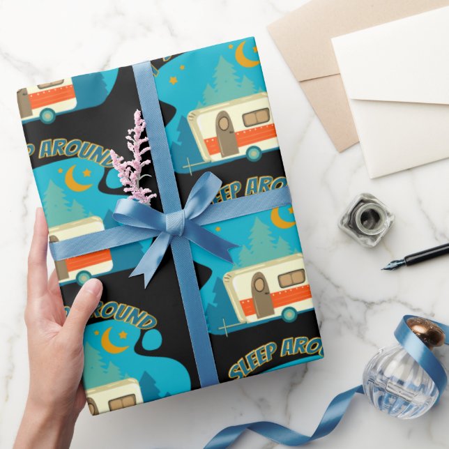 Ich schlafe um Camper Van Camping Explorer Natur Geschenkpapier (Schenken)