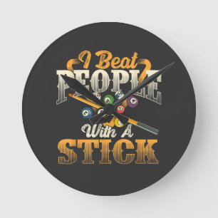 Ich schlage Leute mit einem Stock - Billard 8 Ball Runde Wanduhr