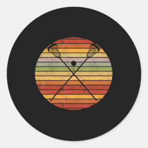 Ich schlage Leute mit Spaß Lacrosse Player Runder Aufkleber