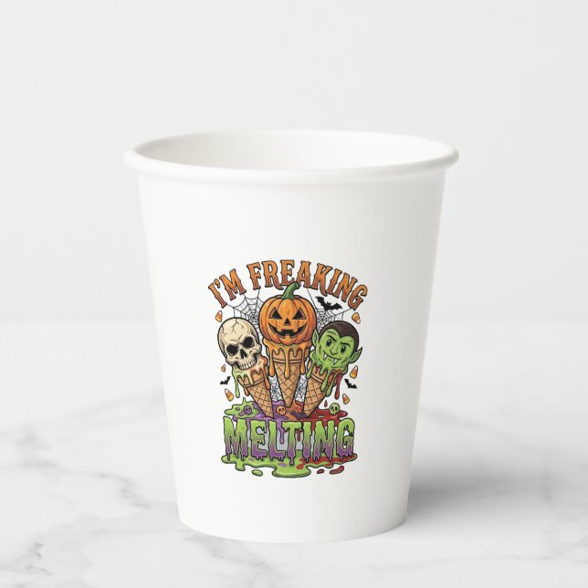Ich schmelze total Halloween Eis Schädelförmige Pu Pappbecher (Vorderseite)
