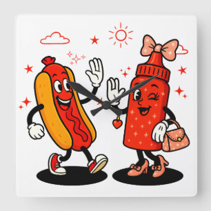 Ich schneide auf saftigen Dackeln Erwachsenen Humo Quadratische Wanduhr