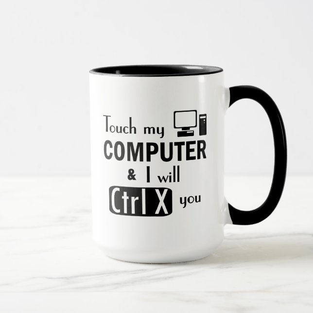 Ich schneide Sie lustiger Computer-Aussenseiter Tasse (Rechts)