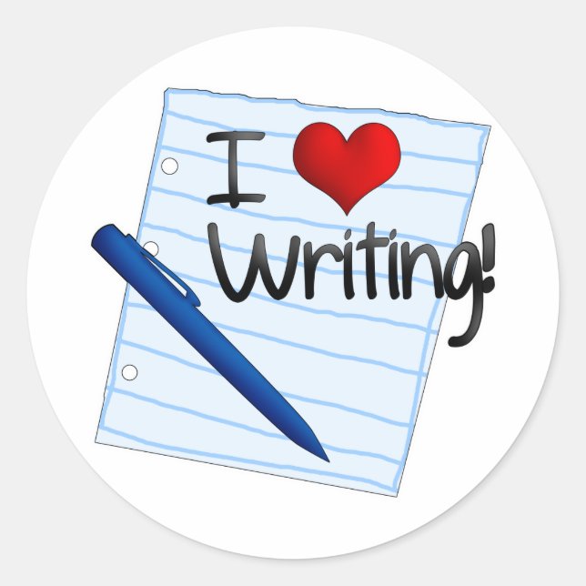 Ich schreibe Liebe Runder Aufkleber (Vorderseite)