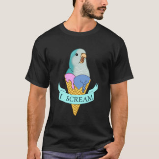 Ich schreibe Quaker Parrot Ice Cream Blue Monk Par T-Shirt