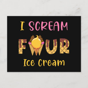 Ich schreibe Vier-Eis-Creme Kindermädchen 4. Gebur Feiertagspostkarte