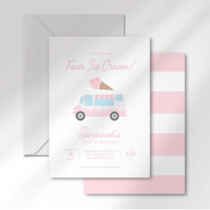 Ich schreibe vier Eiscreme zum Geburtstag Einladun Einladung