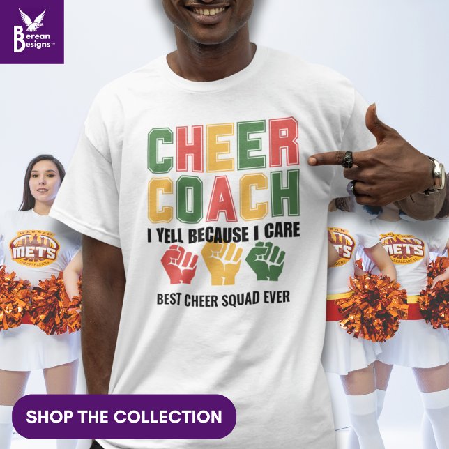 Ich schreibe, weil ich kümmere CHEER COACH Funny C T-Shirt (Image of CHEER COACH I Yell Because I Care funny shirt for your favorite cheerleading boss. )
