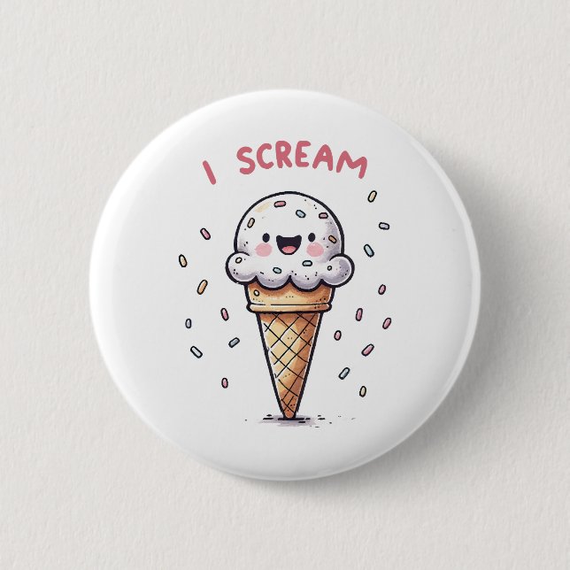 Ich schreie Eiscreme mit Sprinklen Button (Vorderseite)
