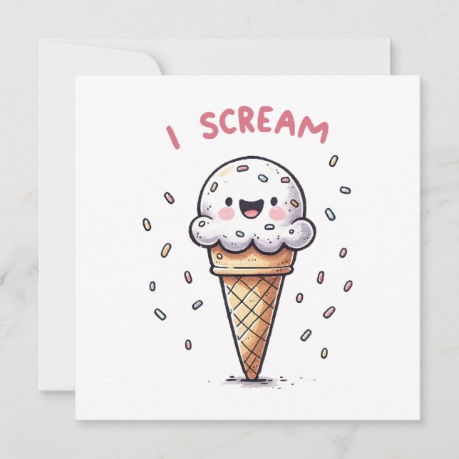 Ich schreie Eiscreme mit Sprinklen Einladung (Vorderseite)