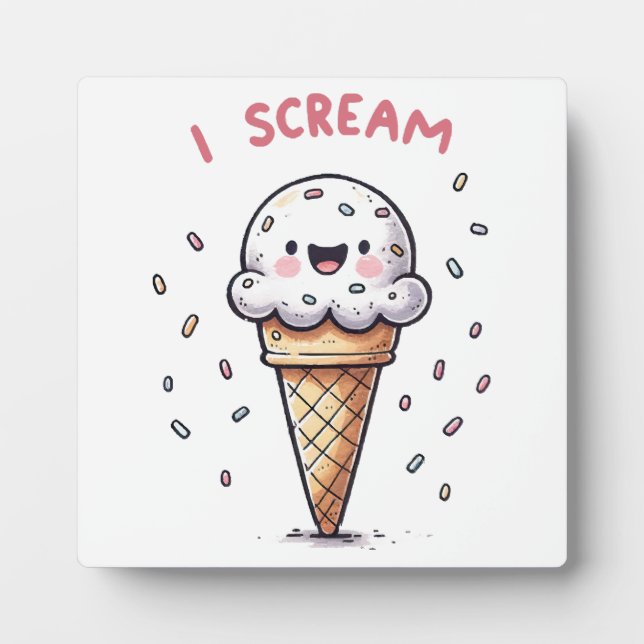 Ich schreie Eiscreme mit Sprinklen Fotoplatte (Vorderseite)