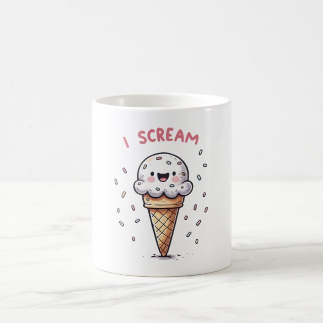 Ich schreie Eiscreme mit Sprinklen Kaffeetasse (Mittel)