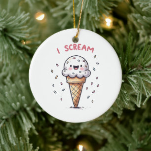 Ich schreie Eiscreme mit Sprinklen Keramik Ornament