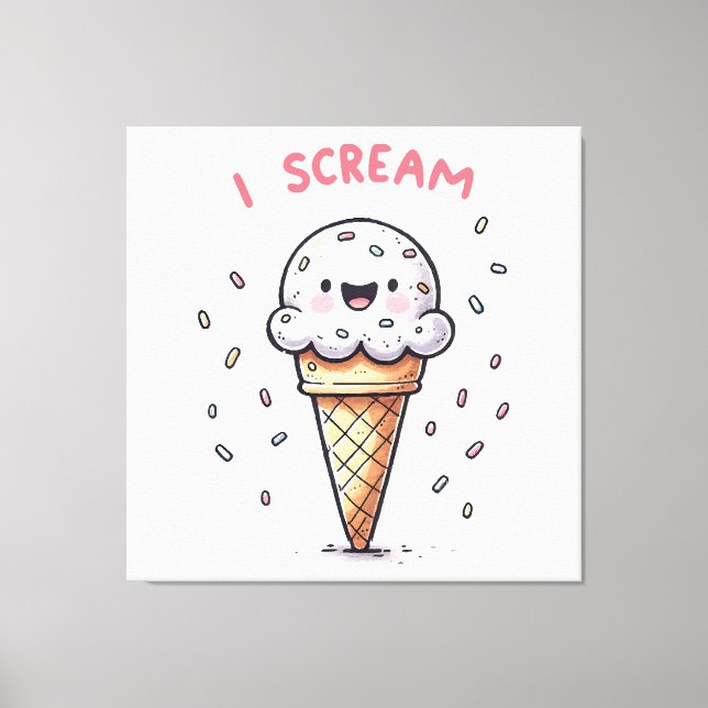 Ich schreie Eiscreme mit Sprinklen Leinwanddruck (Vorderseite)