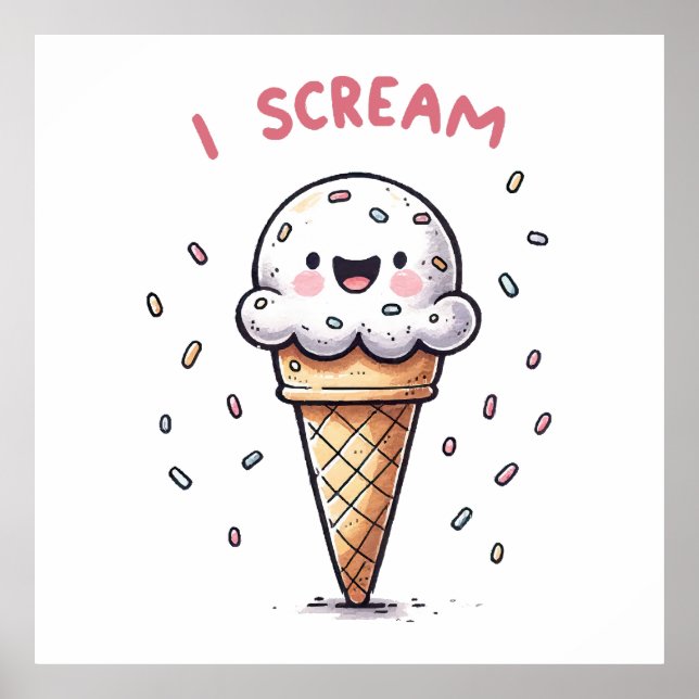 Ich schreie Eiscreme mit Sprinklen Poster (Vorne)
