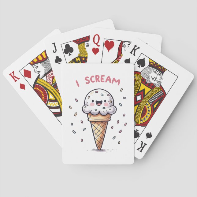 Ich schreie Eiscreme mit Sprinklen Spielkarten (Rückseite)