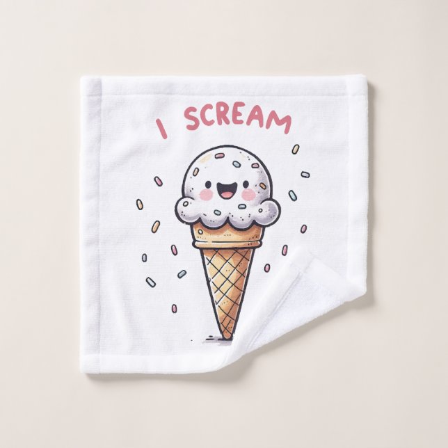 Ich schreie Eiscreme mit Sprinklen Waschlappen (Waschlappen)