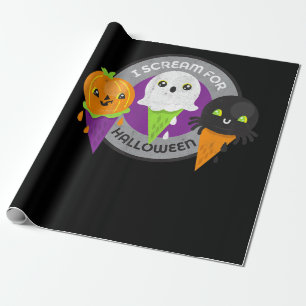 Ich schreie für Halloween Pumpkin Spider Ghost Geschenkpapier
