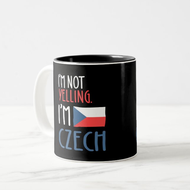 Ich schreie nicht, dass ich Tschechin bin Zweifarbige Tasse (Vorderseite Links)