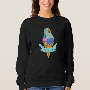 Ich schreie Quaker Parrot, Funny Ice Creme Blauer Sweatshirt