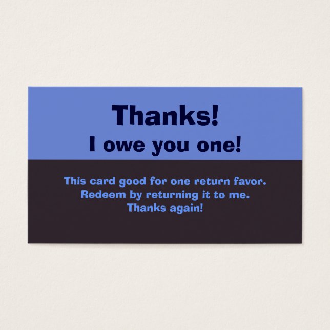 Ich schulde dir einen Gefallen (Vorderseite)