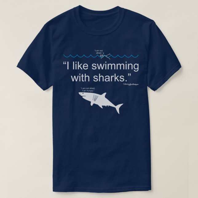 Ich schwimme gerne mit Haien T-Shirt (Design vorne)