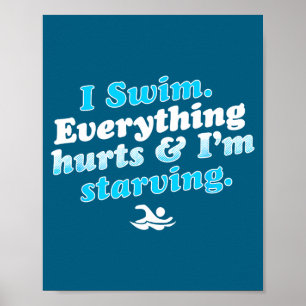 Ich schwimme lustig Schwimmer Zitat Poster