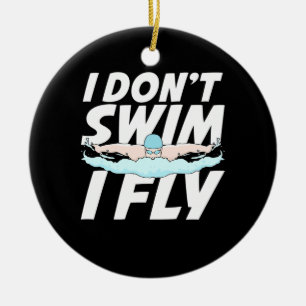 Ich schwimme nicht und fliege keramik ornament