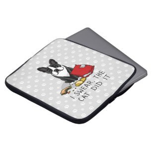 Ich schwöre, die Katze tat es Boston Terrier (schw Laptopschutzhülle