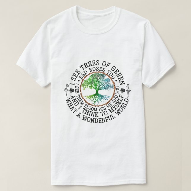 Ich sehe auch Bäume grüner rote Rosen T-Shirt (Design vorne)