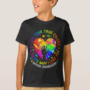 Ich sehe deine wahren Farben Herz Puzzle Welt Auti T-Shirt